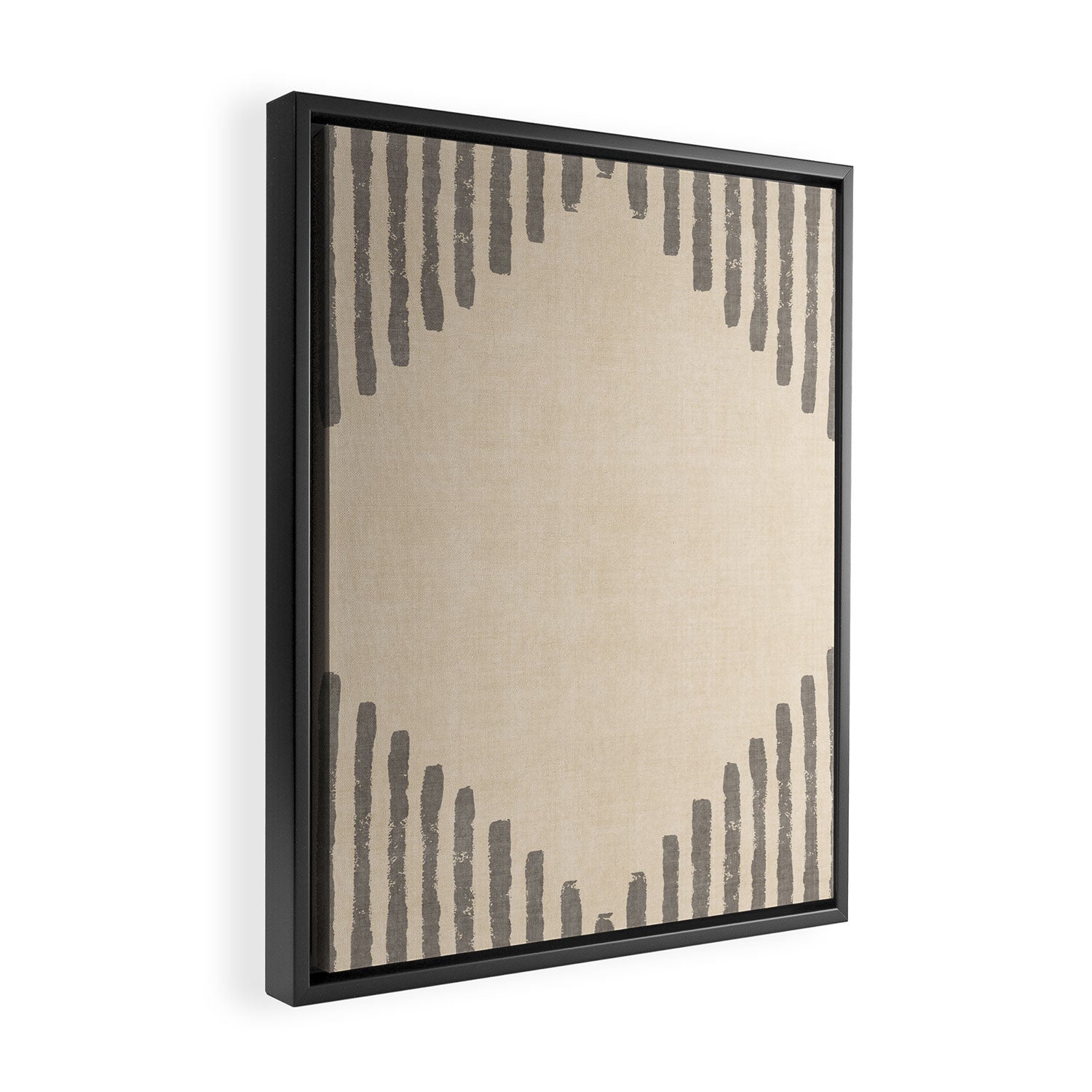 Diamond Stripe Geometric Block Print In Beige Framed Canvas Print Gallery Image 2