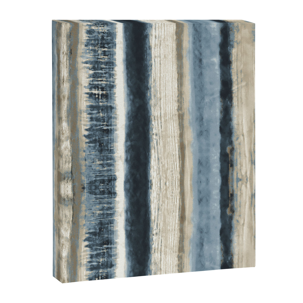 Distressed Blue and White Watercolor Stripe Canvas Print Gallery Image 8