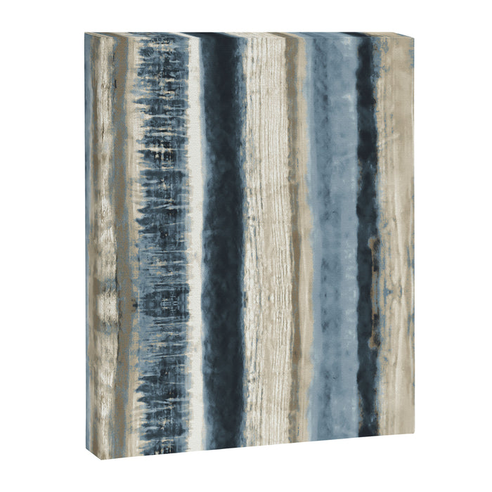 Distressed Blue and White Watercolor Stripe Canvas Print Gallery Image 1