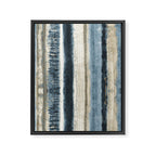 Distressed Blue and White Watercolor Stripe Framed Canvas Print Gallery Image 8