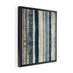Distressed Blue and White Watercolor Stripe Framed Canvas Print Gallery Image 2