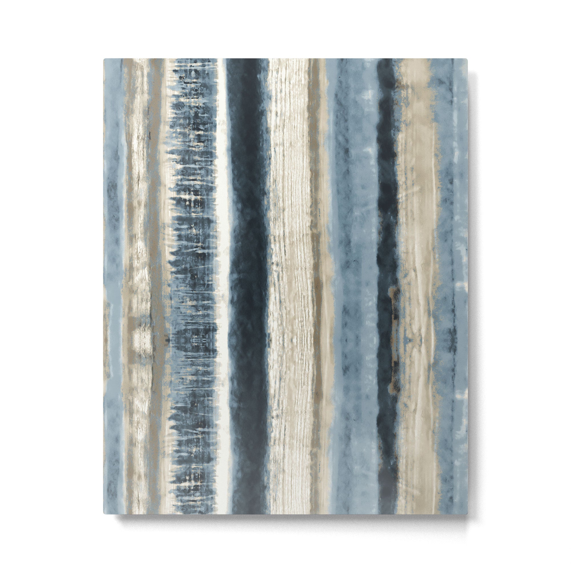 Distressed Blue and White Watercolor Stripe Metal Print Gallery Image 6
