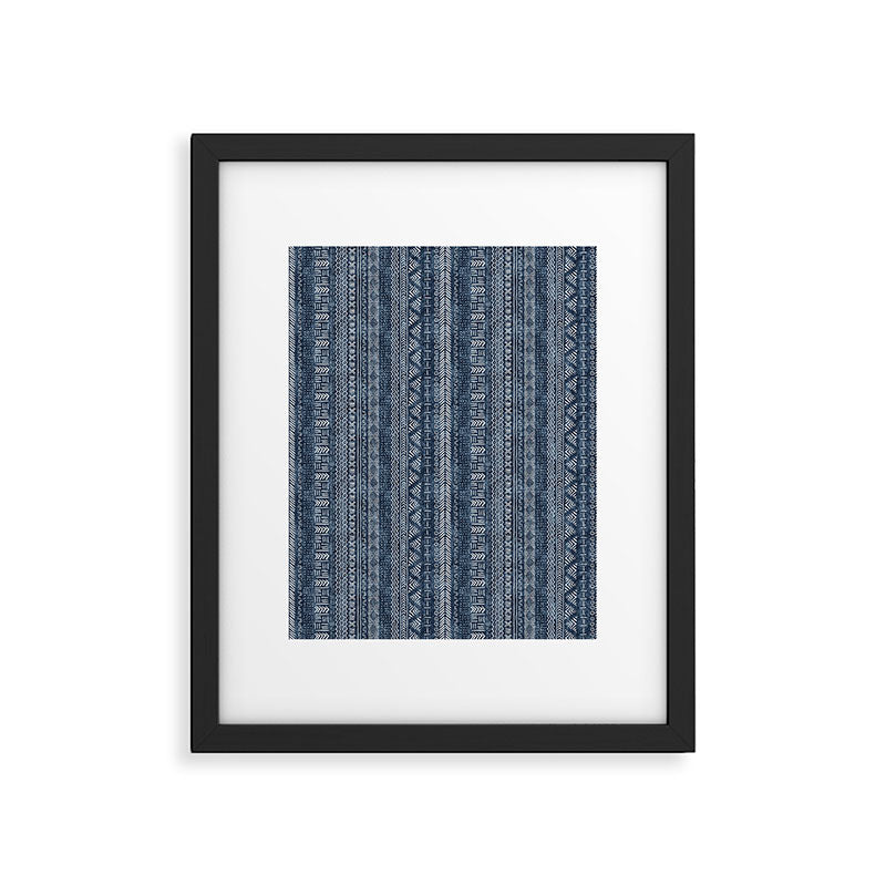 Funky Vertical Stripe in Indigo Framed Art Print Gallery Image 6