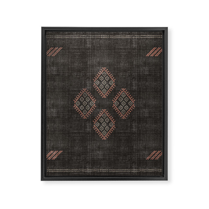 Kilim in Black and Pink Framed Canvas Print Gallery Image 8