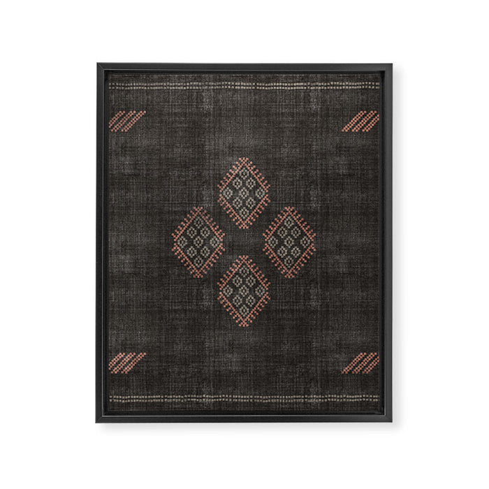 Kilim in Black and Pink Framed Canvas Print Gallery Image 1
