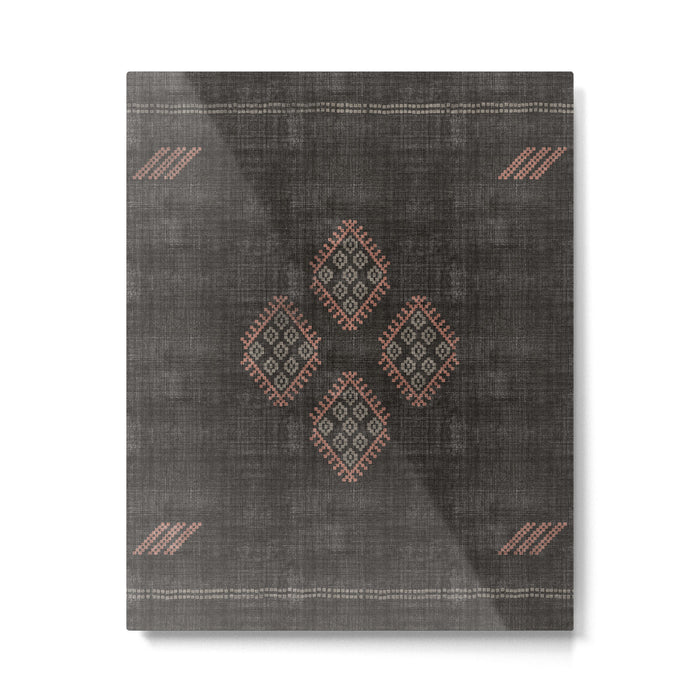 Kilim in Black and Pink Metal Print Gallery Image 1