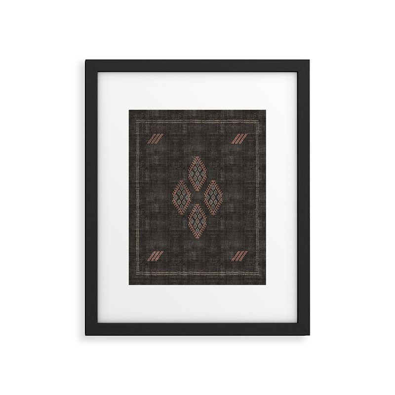 Kilim in Black and Pink Framed Art Print Gallery Image 4