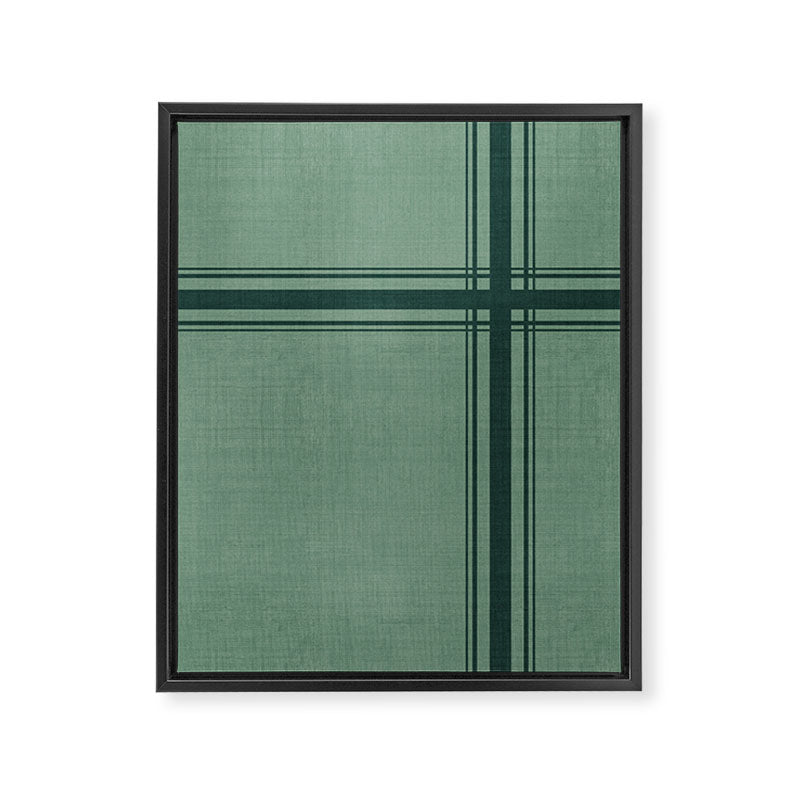 Minimal Plaid in Green Framed Canvas Print Gallery Image 8