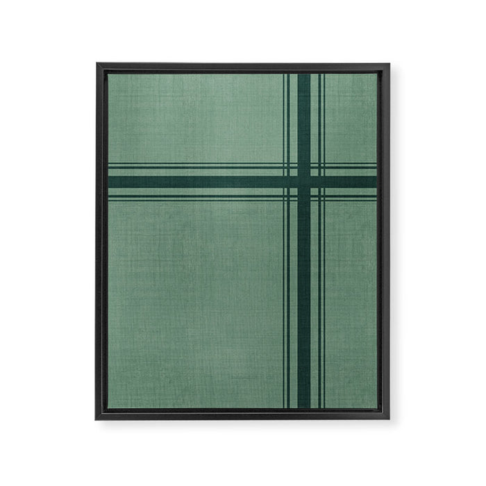 Minimal Plaid in Green Framed Canvas Print Gallery Image 1
