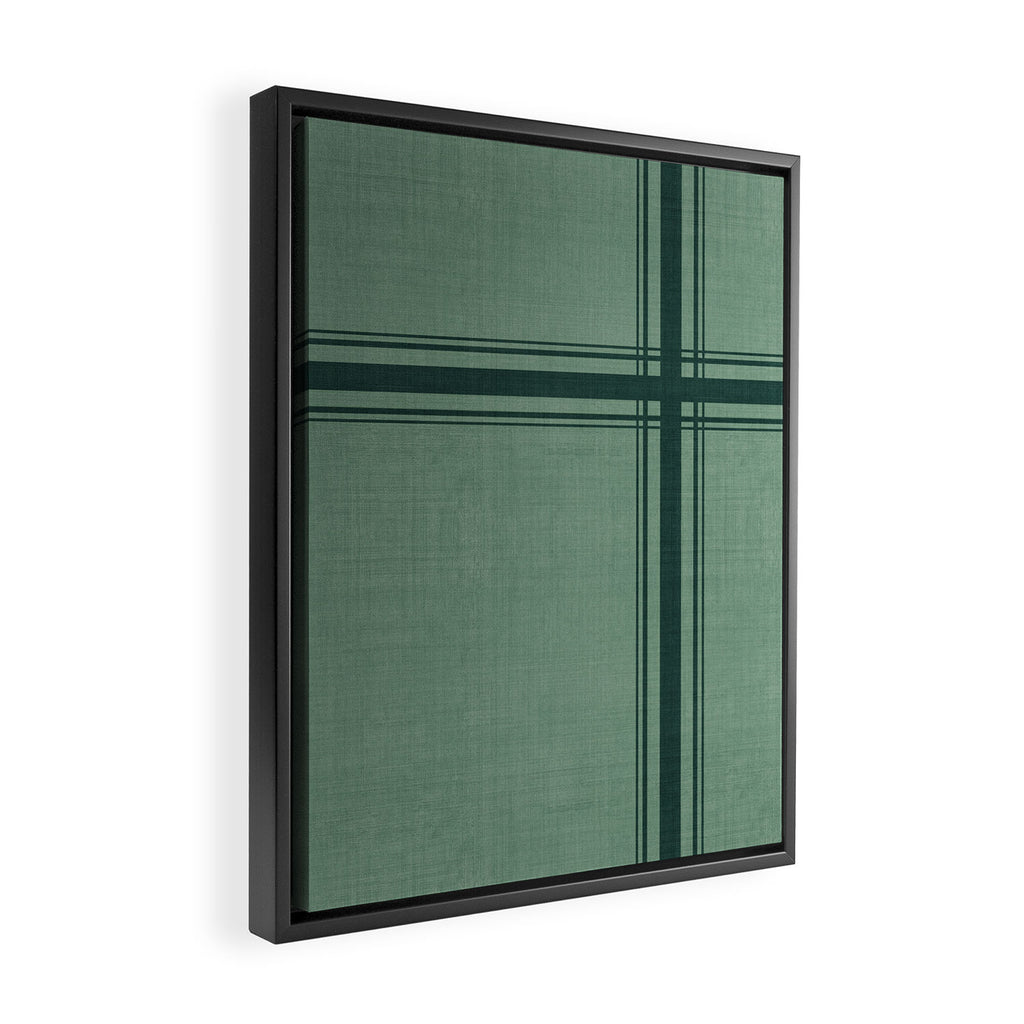 Minimal Plaid in Green Framed Canvas Print Gallery Image 2