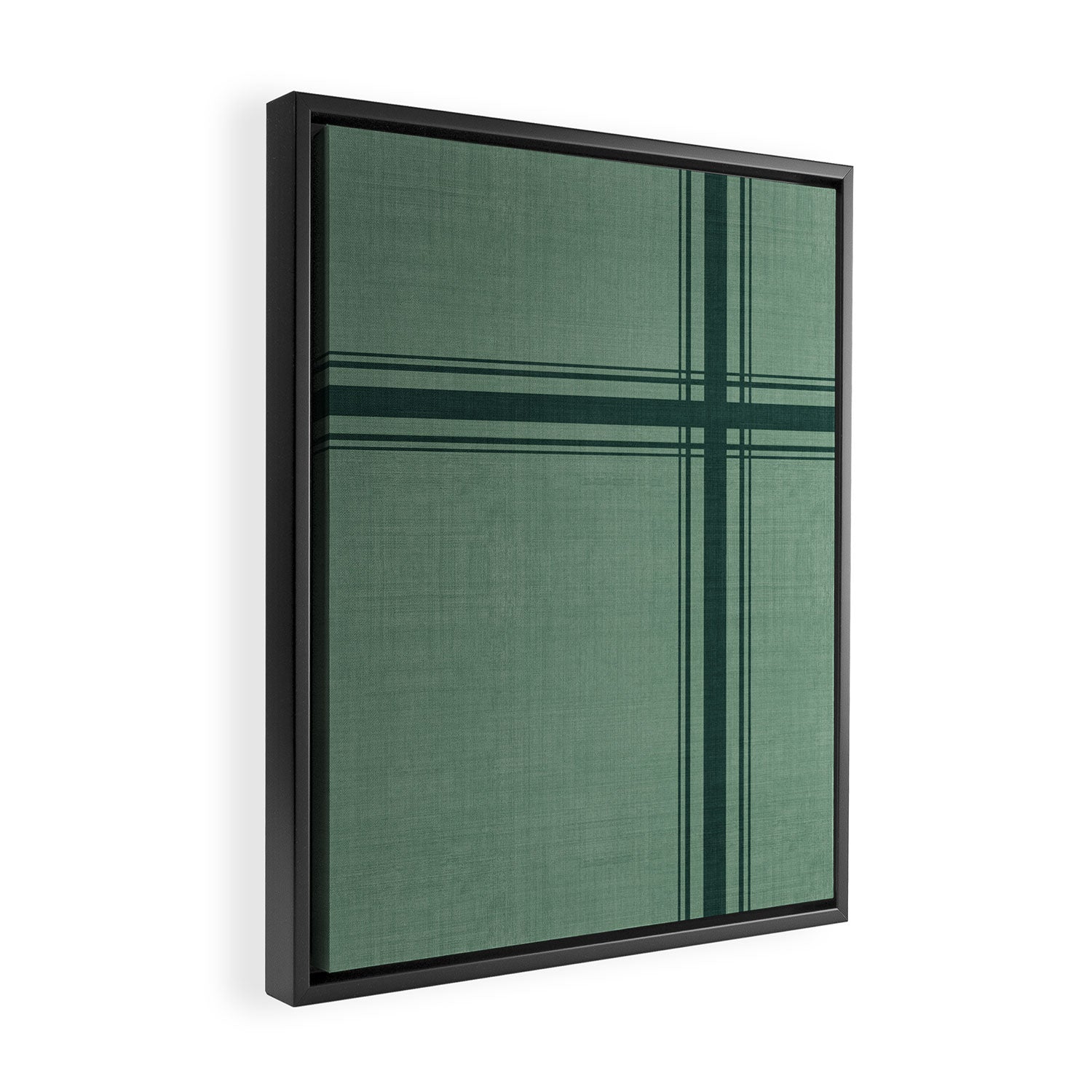 Minimal Plaid in Green Framed Canvas Print Gallery Image 2