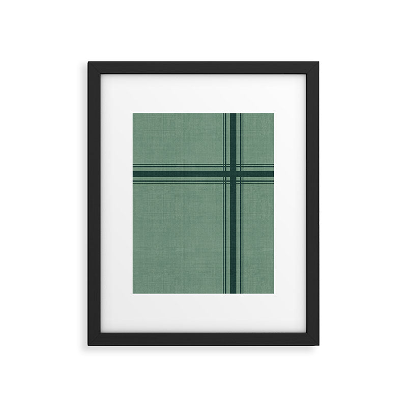 Minimal Plaid in Green Framed Art Print Gallery Image 6