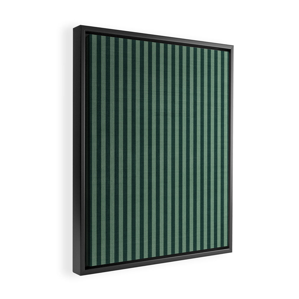 Pinstripe in Green Framed Canvas Print Gallery Image 2