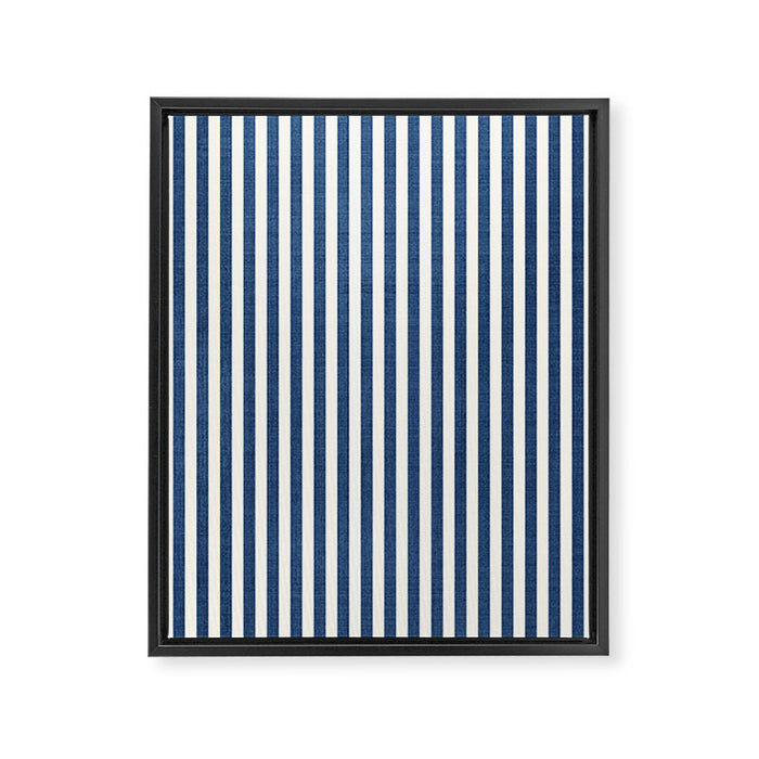 Pinstripe in Navy Blue Framed Canvas Print Gallery Image 1