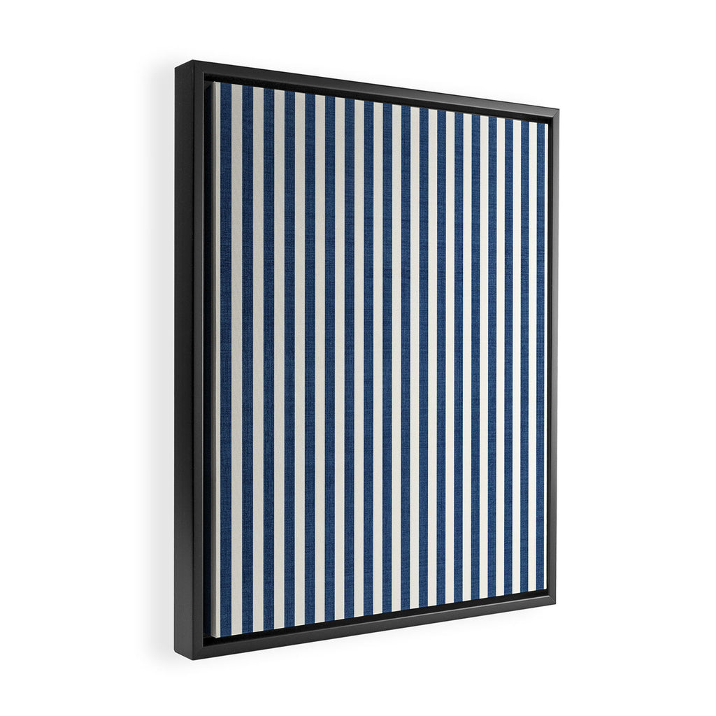 Pinstripe in Navy Blue Framed Canvas Print Gallery Image 2
