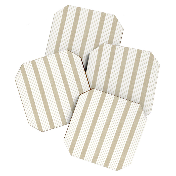 Ticking Stripe in Tan Coaster Gallery Image 1