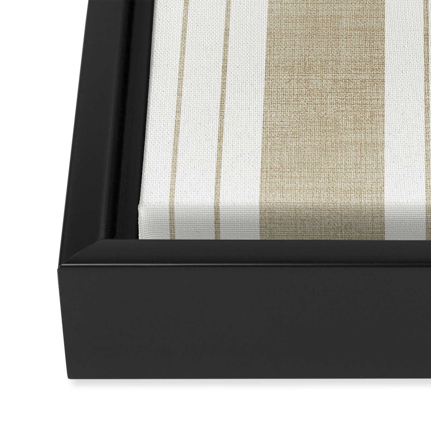 Ticking Stripe in Tan Framed Canvas Print Gallery Image 3