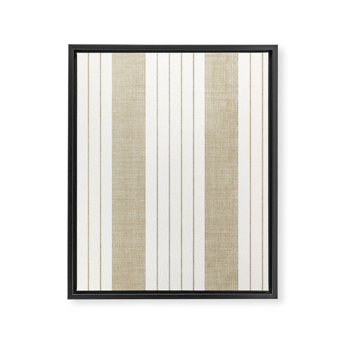 Ticking Stripe in Tan Framed Canvas Print Gallery Image 1