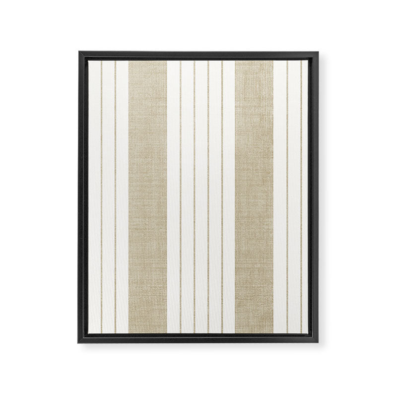 Ticking Stripe in Tan Framed Canvas Print Gallery Image 8