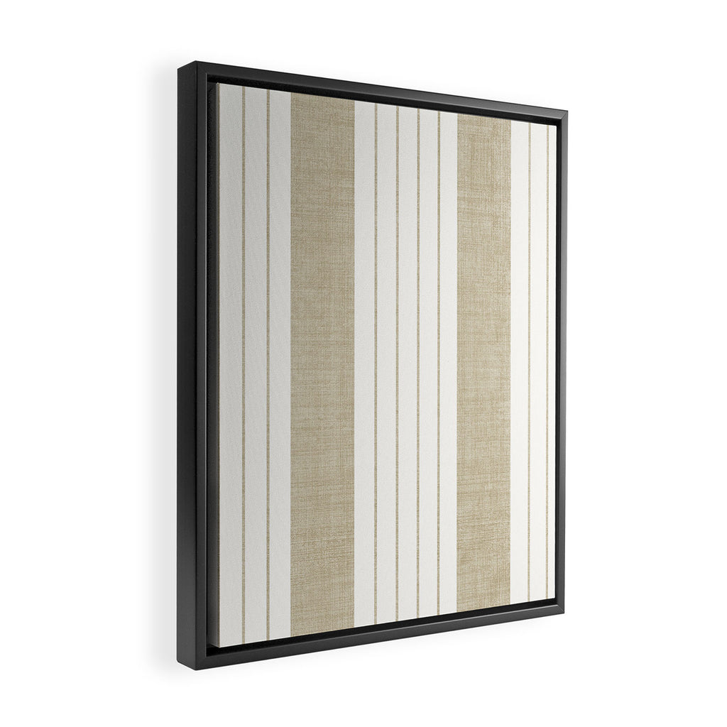 Ticking Stripe in Tan Framed Canvas Print Gallery Image 2