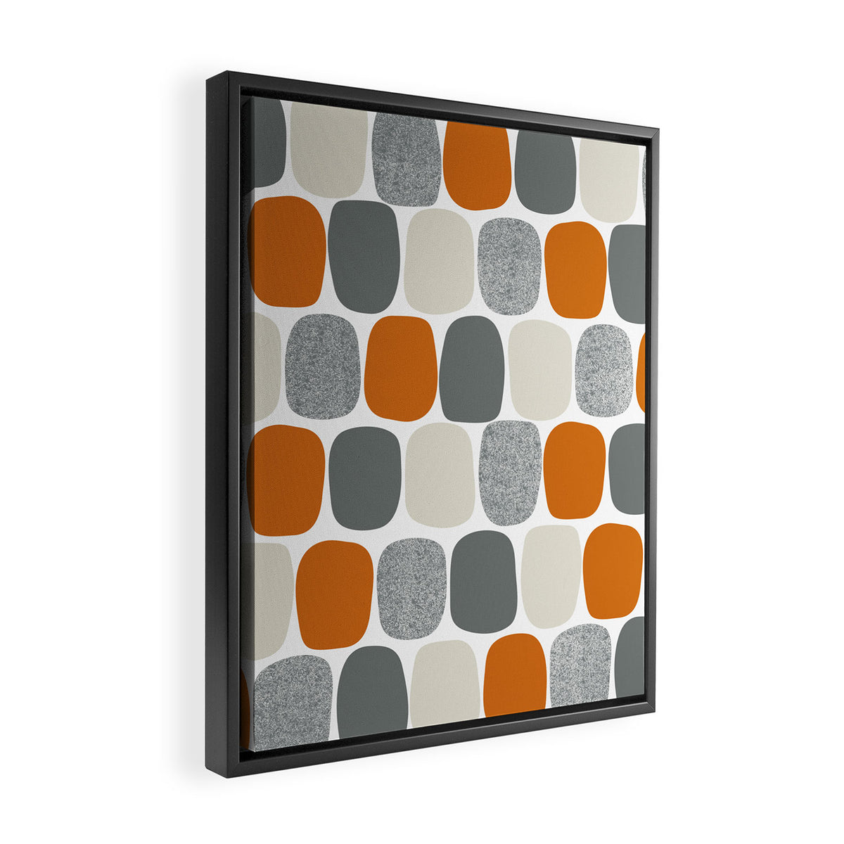 Wonky Ovals in Orange Framed Canvas Print Gallery Image 2