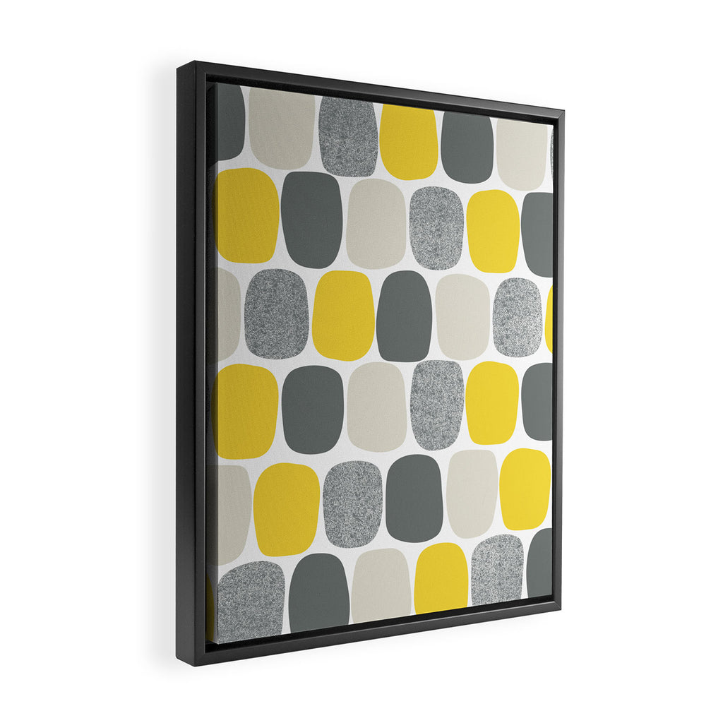 Wonky Ovals in Yellow Framed Canvas Print Gallery Image 2