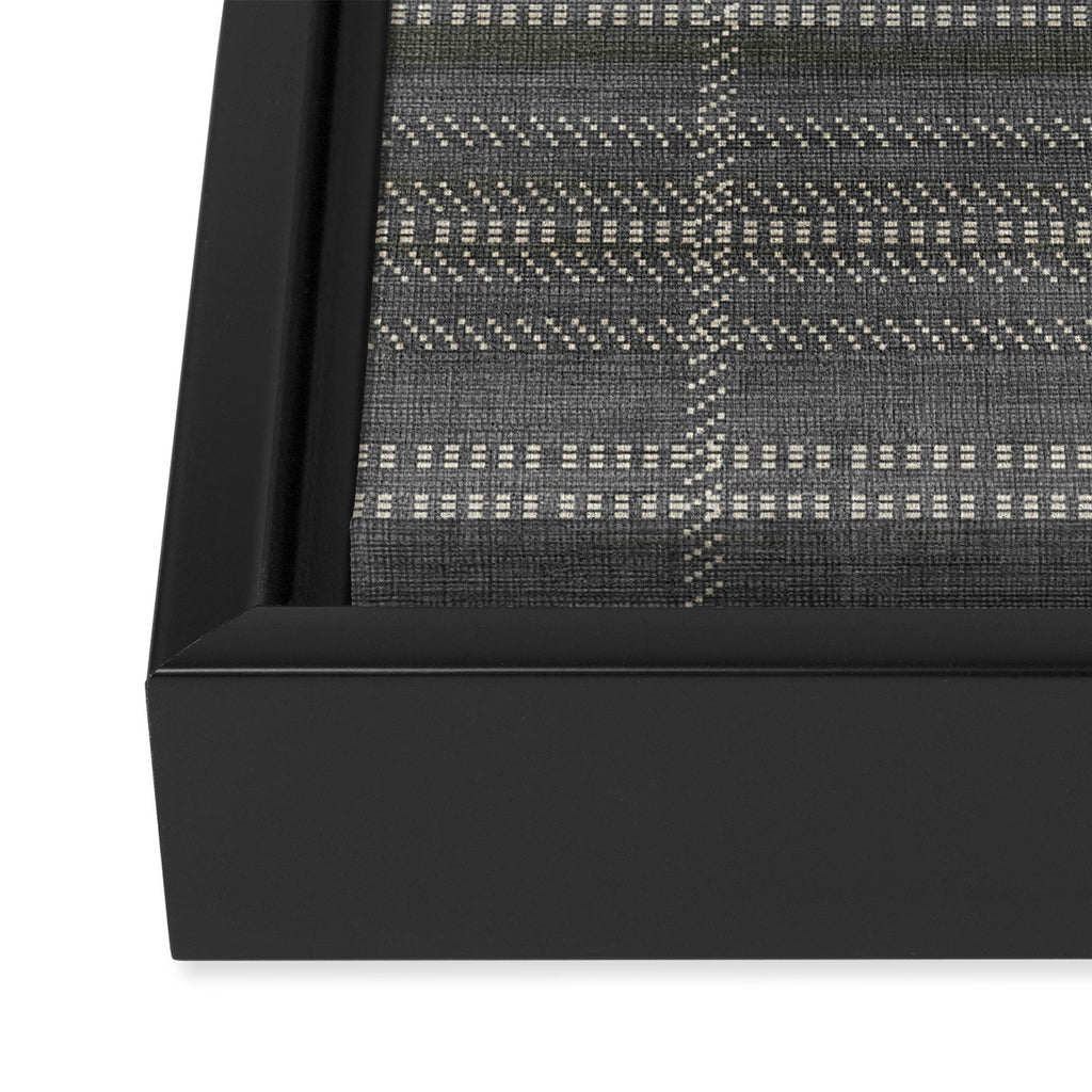 Woven Stripe in Charcoal Framed Canvas Print Gallery Image 3