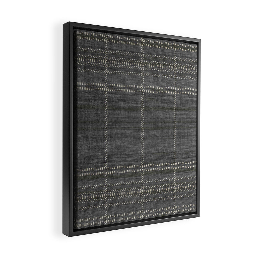 Woven Stripe in Charcoal Framed Canvas Print Gallery Image 2