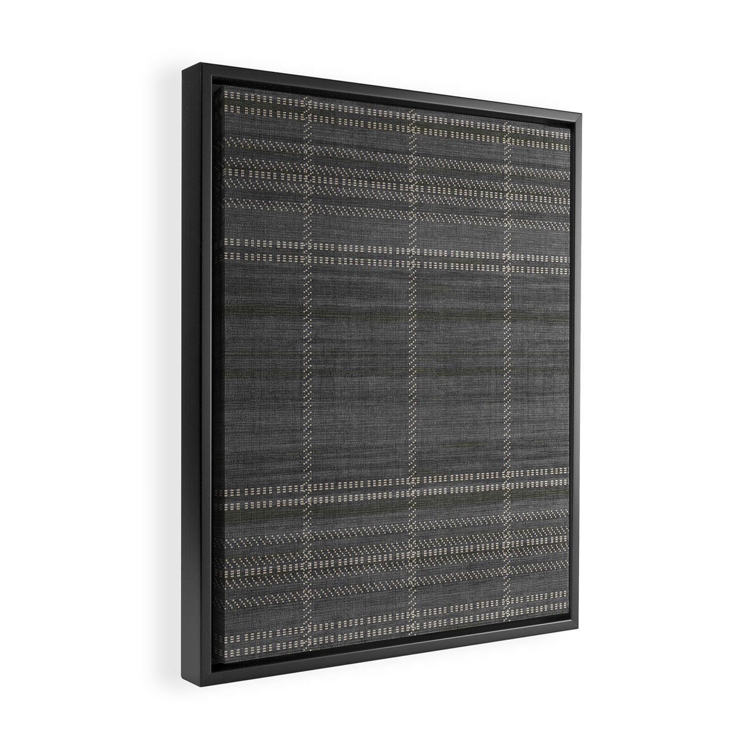 Woven Stripe in Charcoal Framed Canvas Print Gallery Image 2