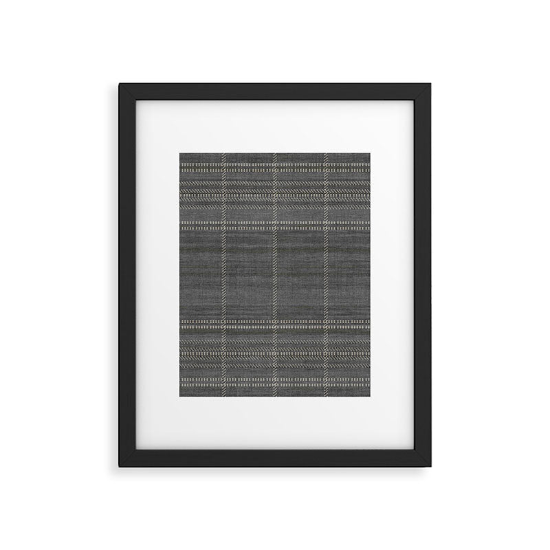Woven Stripe in Charcoal Framed Art Print Gallery Image 6