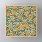 Alice Flowers Retro Floral Pattern Orange Turquoise Teal Rust Mini Art Print Gallery Image 1