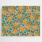 Alice Flowers Retro Floral Pattern Orange Turquoise Teal Rust Jigsaw Puzzle Gallery Image 1