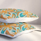 Alice Flowers Retro Floral Pattern Orange Turquoise Teal Rust Pillow Sham Gallery Image 3