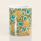 Alice Flowers Retro Floral Pattern Orange Turquoise Teal Rust Coffee Mug Gallery Image 4