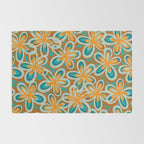 Alice Flowers Retro Floral Pattern Orange Turquoise Teal Rust Rug Gallery Image 2
