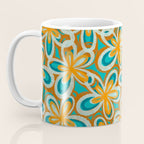 Alice Flowers Retro Floral Pattern Orange Turquoise Teal Rust Coffee Mug Gallery Image 3