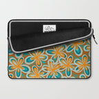 Alice Flowers Retro Floral Pattern Orange Turquoise Teal Rust Laptop Sleeve Gallery Image 2