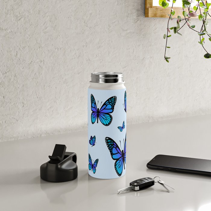 Butterfly Blues | Blue Morpho Butterflies Collage Water Bottle Gallery Image 5