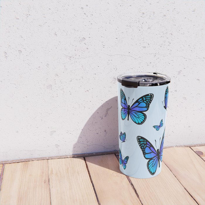 Butterfly Blues | Blue Morpho Butterflies Collage Travel Mug Gallery Image 4