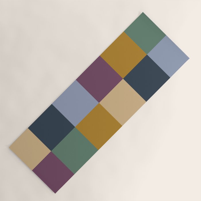 Bold Retro Checks Pattern - Large XIV Yoga Mat Gallery Image 1
