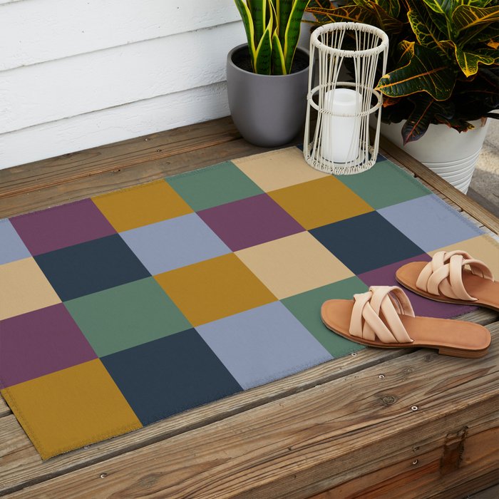 Bold Retro Checks Pattern - Large XIV Outdoor Rug Gallery Image 2