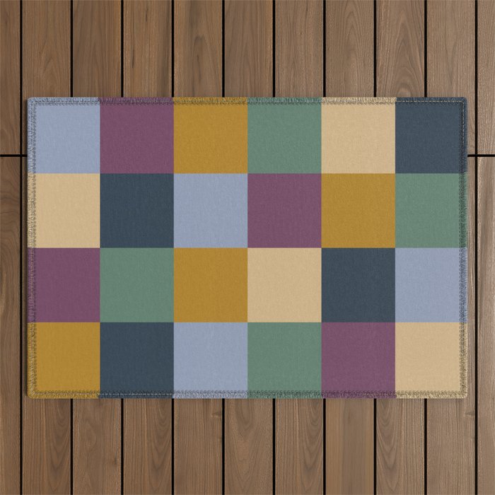 Bold Retro Checks Pattern - Large XIV Outdoor Rug Gallery Image 1