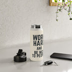 Work hard and be nice to people, vintage sign, inspirational quote, motivational, funny Water Bottle Gallery Image 4