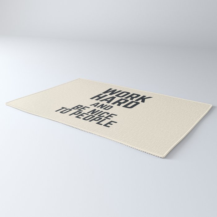 Work hard and be nice to people, vintage sign, inspirational quote, motivational, funny Rug Gallery Image 3