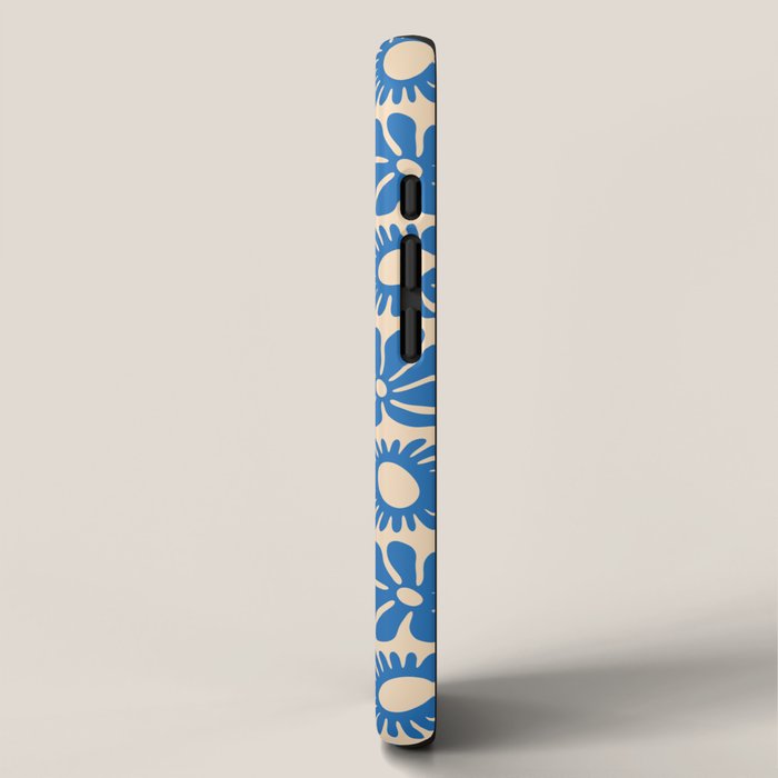 Abstract blue retro flower art pattern iPhone Case Gallery Image 2