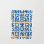 Abstract blue retro flower art pattern Wall Hanging Gallery Image 1