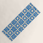 Abstract blue retro flower art pattern Yoga Mat Gallery Image 1