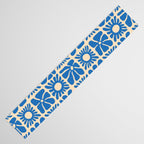 Abstract blue retro flower art pattern Table Runner Gallery Image 3