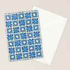 Abstract blue retro flower art pattern Stationery Card Gallery Image 2