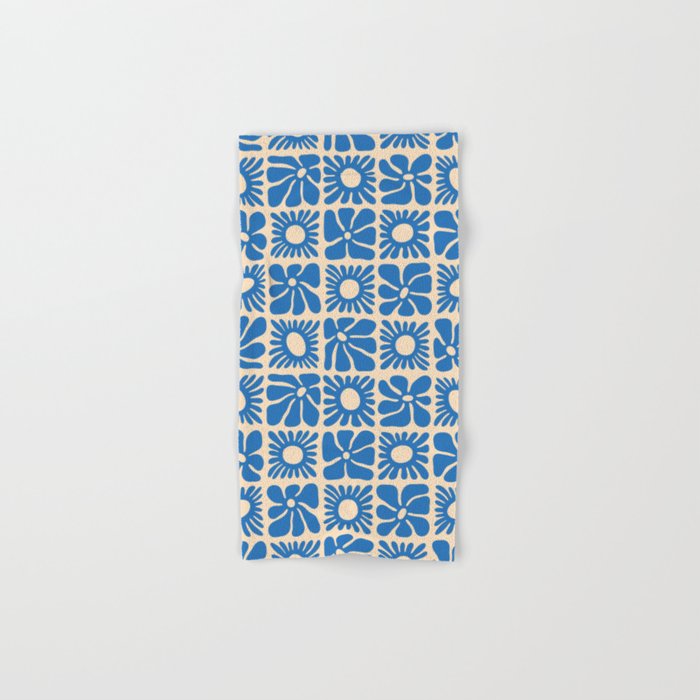 Abstract blue retro flower art pattern Bath Towel Gallery Image 1